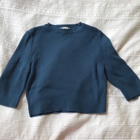 Zara Tops - ZARA ribbed knit cropped sweater top light blue